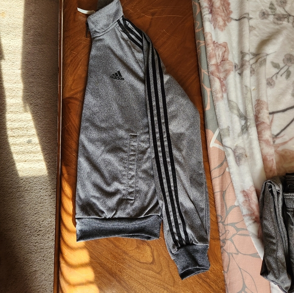 Men's Adidas Gray Track Suit Two Piece Set Jacket & Pants Top (S) Bottom (M) - Picture 6 of 15